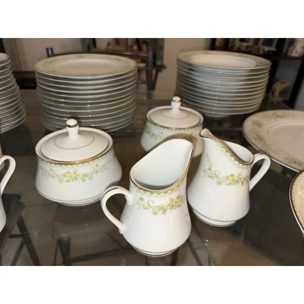 Mikasa Fine China Greenbriar L2014 Dinnerware Set 71 Pc Japan Gold Trim Platter
